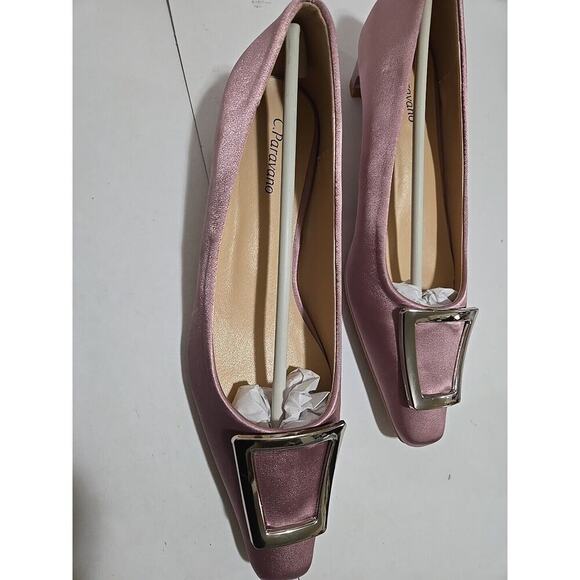 Metal Buckle Satin Low Heel (Lucia) C.Paravano Purple size W 9 - 9.5 - Picture 8 of 16